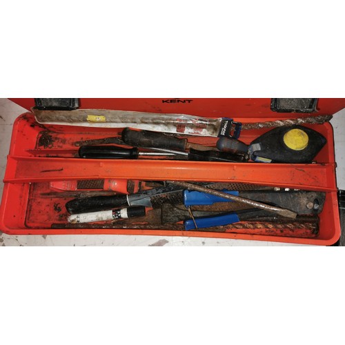 113 - 58 x 24 x 30 cm large plastic tool box with tray and contents