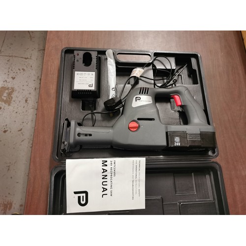 111 - Performance Power 24 volt rechargeable reciprocating saw in hard case