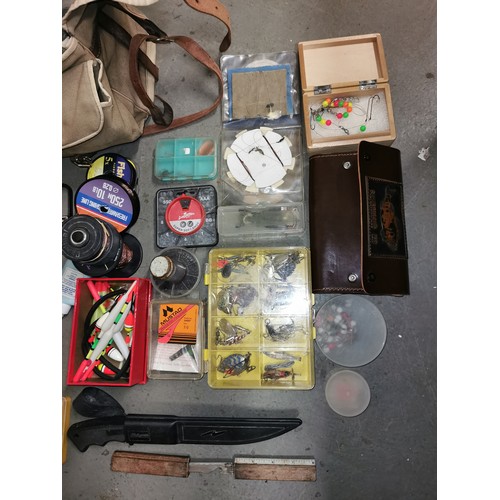 46 - Old fishing bag full of assorted fishing miscellaneous