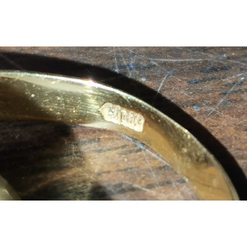 311 - 22 ct gold ladies band ring size O (3.5 gm) and other stamped but undefined gold signet ring size R ... 