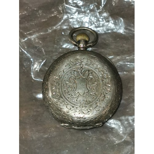 297 - LW .935 stamped vintage silver ladies pocket watch in working order