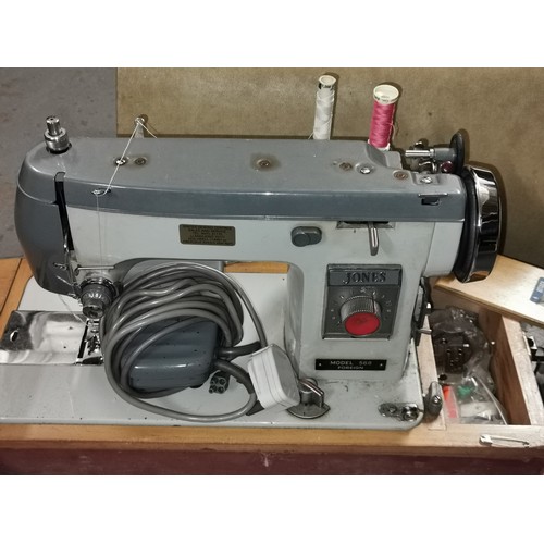 136 - Vintage Jones model 568 semi industrial sewing machine in case