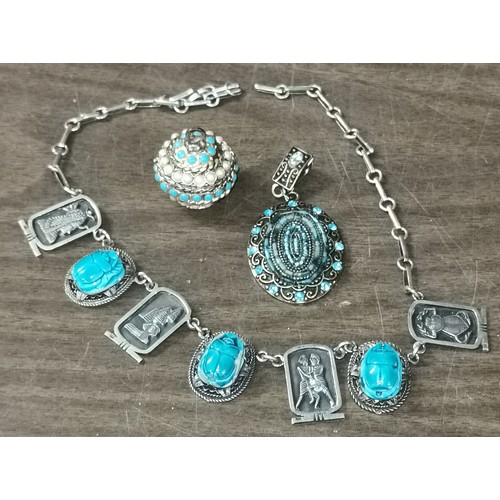 15 - 3 x assorted costume jewellery items all with turquoise stones - all proceeds from this lot go to NS... 