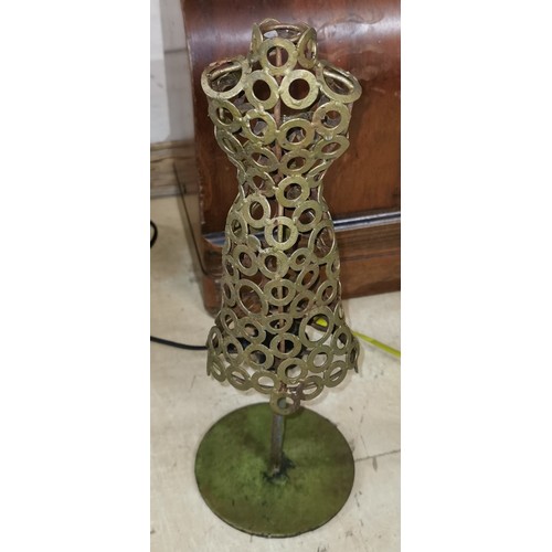 37 - 33 cm tall metal folk art gold painted mannequin