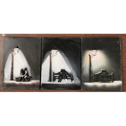 43 - 30 x 40 cm trio of 2005 Greece 3D street art canvas paintings