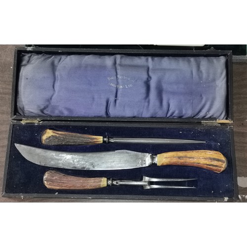 45 - Thomas Fattorini vintage carving knife set in case