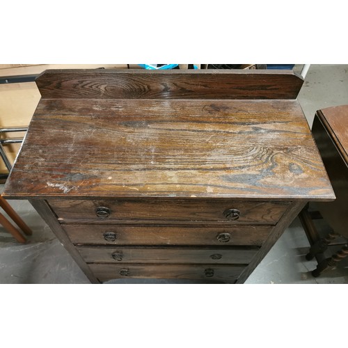 337 - 92 x 43 x 110 cm old oak 4 drawer chest