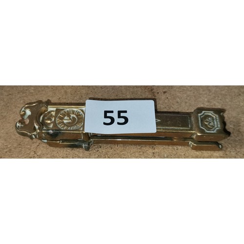 55 - 13.5 cm long solid brass long case clock shaped door knocker