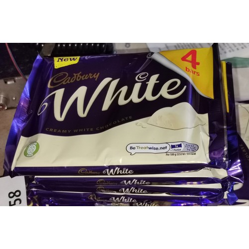 56 - 5 x packs of four x 37 gm bars of Cadburys white chocolate - BB 01/05/2022