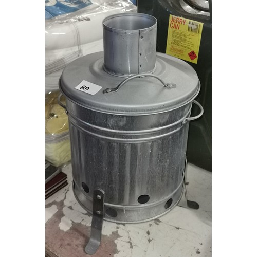 89 - 45 cm tall as new galvanised burning bin