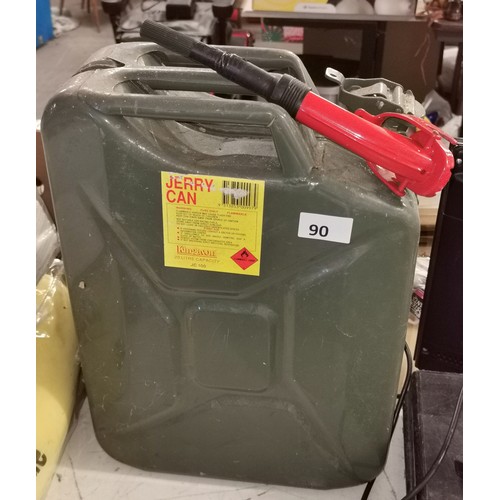 90 - Green metal 20 litre Jerry can with spout