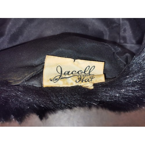 187 - Vintage Jacoll leather and fur beret style ladies hat