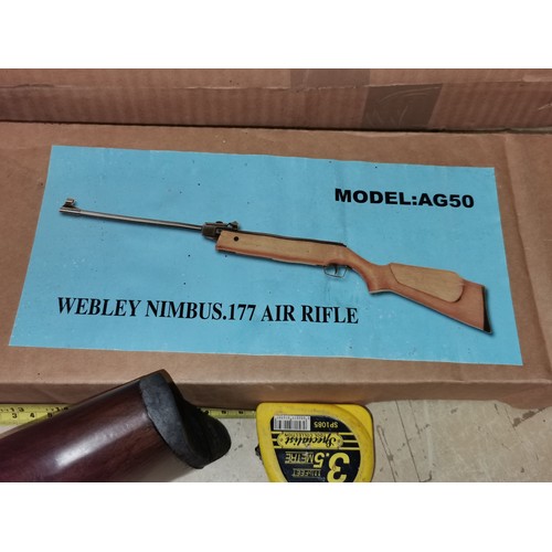 279 - Boxed Webley AG50 Nimbus .177 air rifle - as new but barrel surface pitting from storage