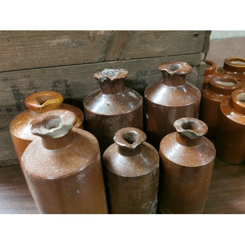 185 - Bundle of old stoneware pots and bottles, only a couple with chips