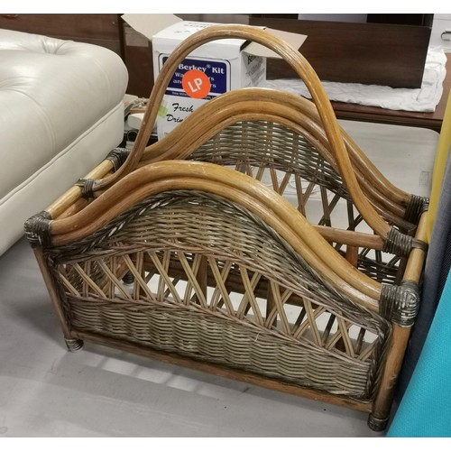 222 - Retro cane and wicker magazine rack