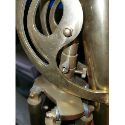 30 - 19th century brass reproduction nautical telescope on tripod stand - screw missing from telescope su... 