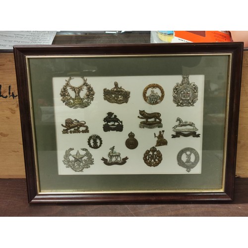 2 - 42.5 x 32.5 cm box framed assorted military badges