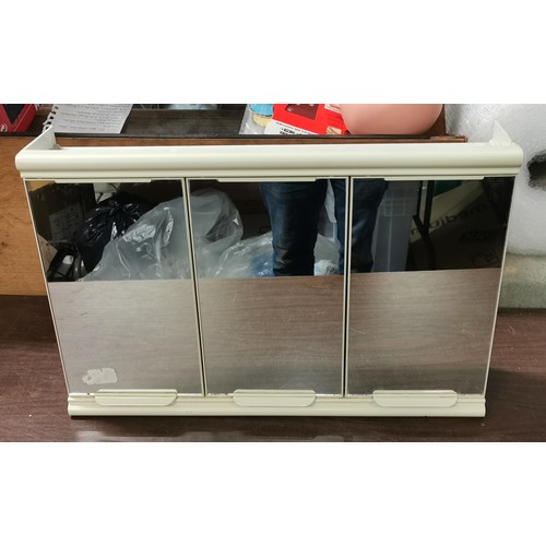 52 - 59 cm wide and 38 cm tall plastic 3 mirrored door bathroom cabinet