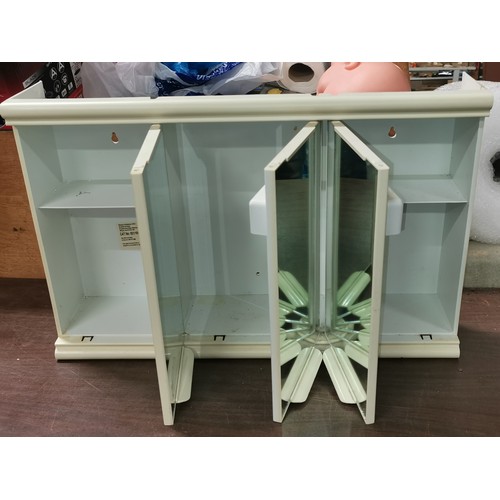 52 - 59 cm wide and 38 cm tall plastic 3 mirrored door bathroom cabinet