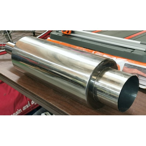 56 - Approx 2 ft long polished stainless steel universal muffler