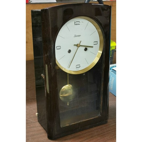 98 - 24 cm wide and 42 cm tall hi gloss cased Kieninger wall clock - no key