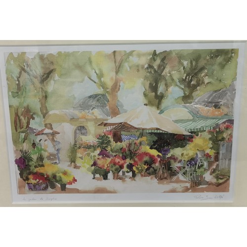 58 - 81.5 x 66 cm large framed and mounted print by Pierre Jean Llado titled 'Le jardin de Sophie'