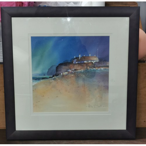 59 - 52.5 x 52.5 cm framed and double mounted, limited edition beach scene print by Peter Wood