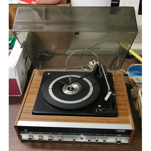 76 - Retro Ferguson model 34574 radio and turntable - powers and turntable moves but start button stuck