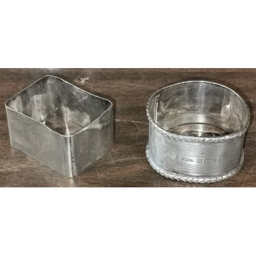 94 - 2 x Birmingham hallmarked silver napkin rings