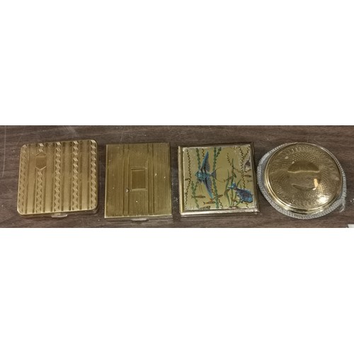 4 - 4 x assorted gilt vintage compacts