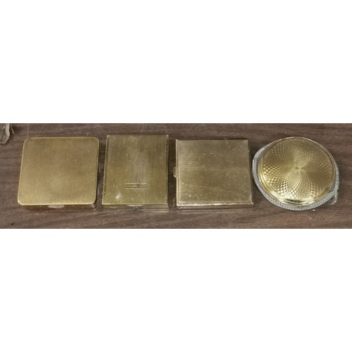 4 - 4 x assorted gilt vintage compacts