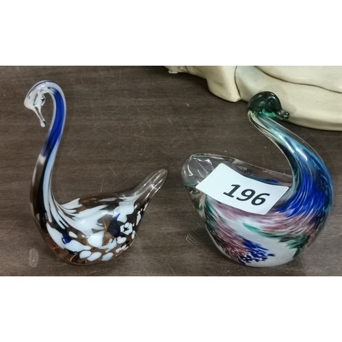 196 - 1 x Avondale and 1 x other art glass swans