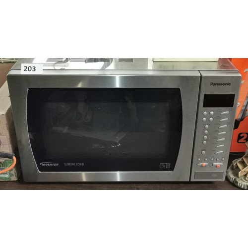 203 - Silver Panasonic 1000 wt inverter combi microwave