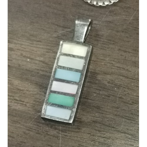 47 - 925 stamped silver mother of pearl rectangular pendant on 925 stamped silver 16