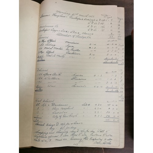 113 - 2 x 1940's and 1 x 1950 tobacco warehouse receiving books and Albert Dock labour book - all full and... 