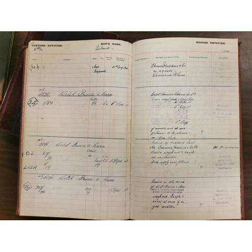 113 - 2 x 1940's and 1 x 1950 tobacco warehouse receiving books and Albert Dock labour book - all full and... 