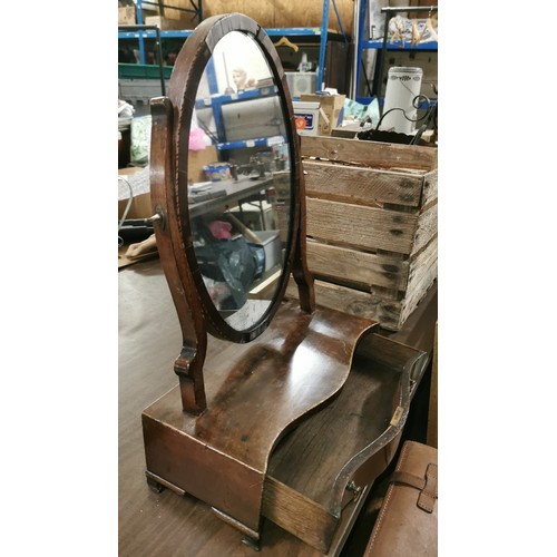 161 - Regency? period toilet mirror with under drawer, benefit from TLC