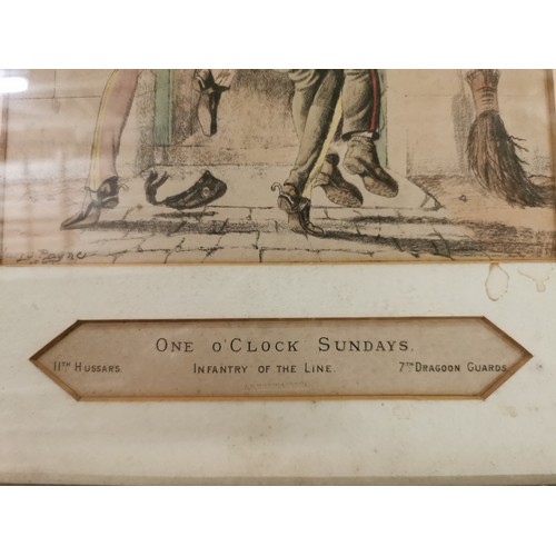 157 - 35.5 x 44 cm framed and mounted Harry Payne military cartoon study titled 'one o clock Sundays'