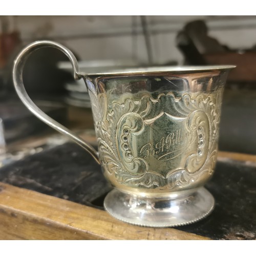 199 - 9 cm tall silver plated cup with engraved name etc