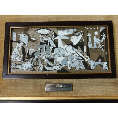 733 - 43 x 30.5 cm double framed P.Picasso Gernika (Guernica) enamel picture