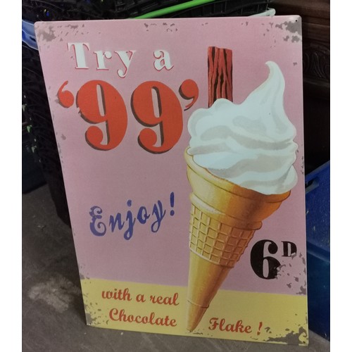 363 - 50 x 70 cm large metal repro ice cream shop sign