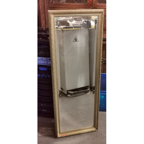 365 - 37 x 88.5 cm gilt frame, bevelled glass portrait wall mirror