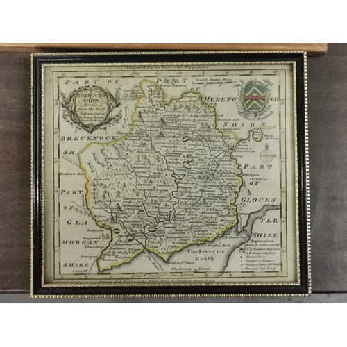 397 - 23.5 x 21 cm framed Universal magazine colour engraving litho print of Monmouthshire 1752