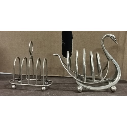 432 - Swan shaped and other silver plated toast racks