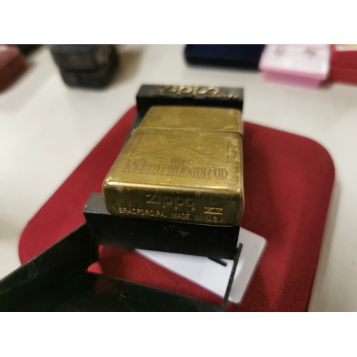 466 - Brass Zippo Marlboro lighter in case