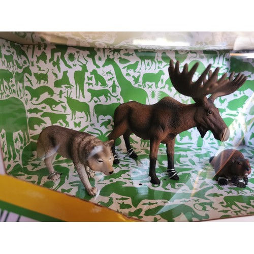 1 - New and boxed Animal Planet Deluxe figures set of North American animals being 2 x wolves, moose and... 