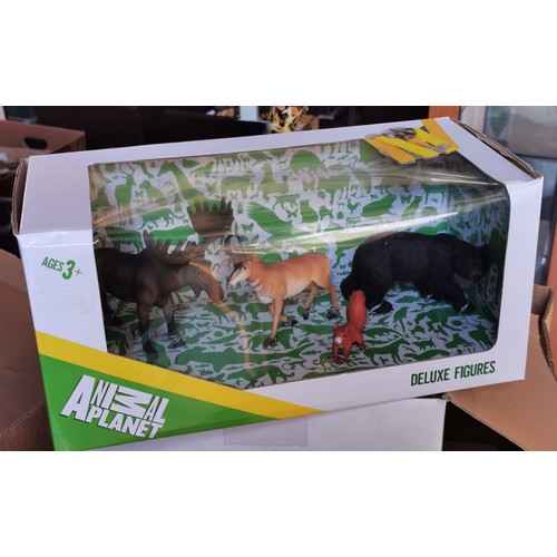 12 - New and boxed Animal Planet Deluxe figures set of North American animals being bear, moose, deer and... 