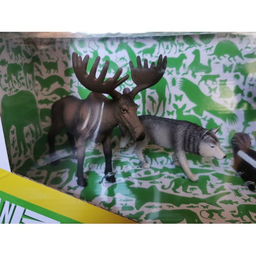 13 - New and boxed Animal Planet Deluxe figures set of North American animals being moose, stag, wolf and... 