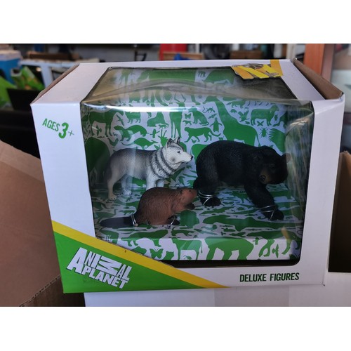 34 - New and boxed Animal Planet Deluxe figures set of North American animals being bear, wolf and beaver... 