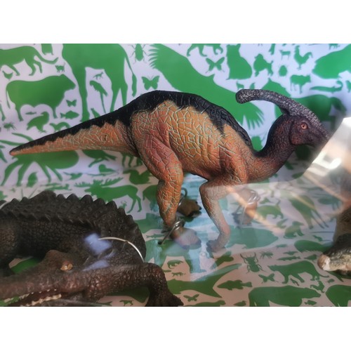 44 - New and boxed Animal Planet Deluxe figures set of dinosaurs being Sarcosuchus, Stegasaurus & Parasau... 